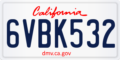 CA license plate 6VBK532