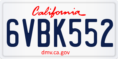 CA license plate 6VBK552