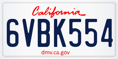 CA license plate 6VBK554