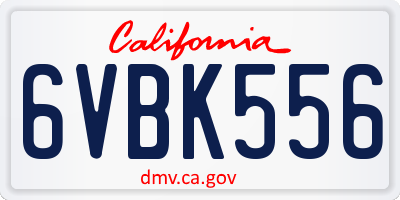 CA license plate 6VBK556
