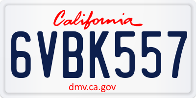 CA license plate 6VBK557