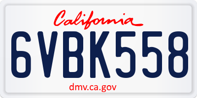 CA license plate 6VBK558
