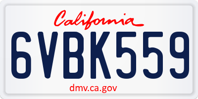 CA license plate 6VBK559