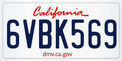CA license plate 6VBK569
