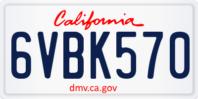 CA license plate 6VBK570