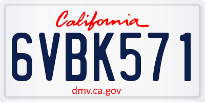 CA license plate 6VBK571