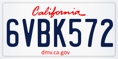 CA license plate 6VBK572