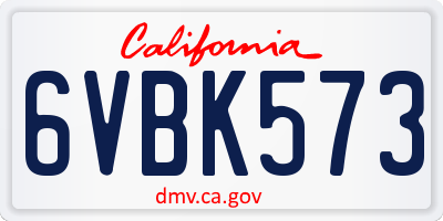 CA license plate 6VBK573