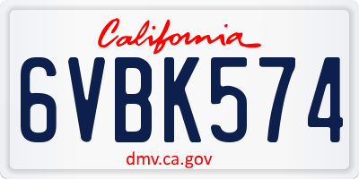 CA license plate 6VBK574