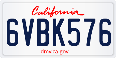 CA license plate 6VBK576