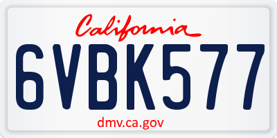 CA license plate 6VBK577