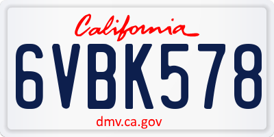 CA license plate 6VBK578