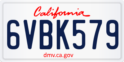 CA license plate 6VBK579