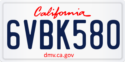 CA license plate 6VBK580