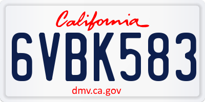 CA license plate 6VBK583