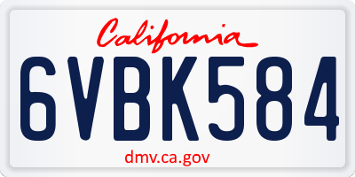 CA license plate 6VBK584