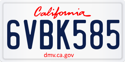 CA license plate 6VBK585