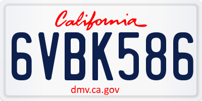 CA license plate 6VBK586