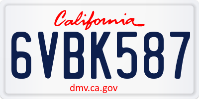 CA license plate 6VBK587