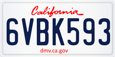 CA license plate 6VBK593