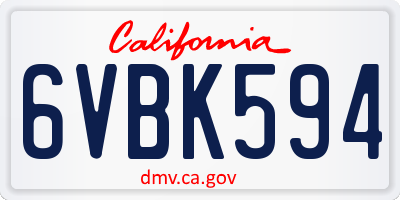 CA license plate 6VBK594