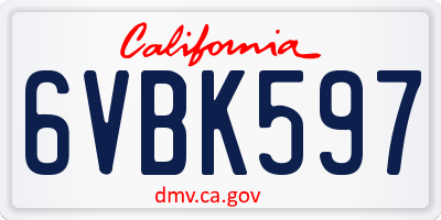 CA license plate 6VBK597