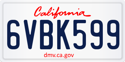 CA license plate 6VBK599