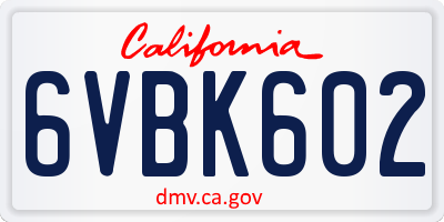 CA license plate 6VBK602