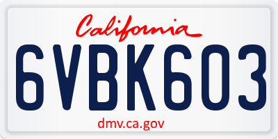 CA license plate 6VBK603