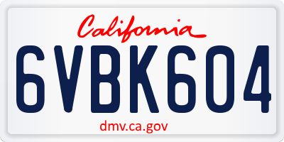 CA license plate 6VBK604