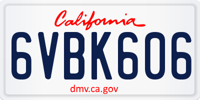 CA license plate 6VBK606