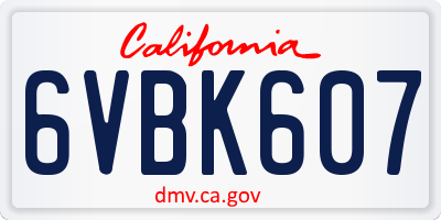 CA license plate 6VBK607