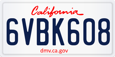 CA license plate 6VBK608