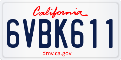 CA license plate 6VBK611