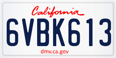 CA license plate 6VBK613