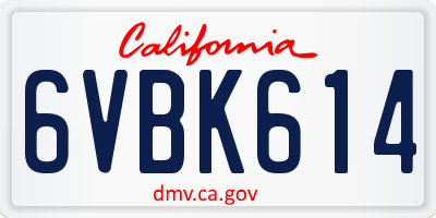 CA license plate 6VBK614