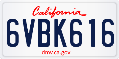 CA license plate 6VBK616