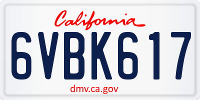 CA license plate 6VBK617