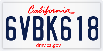 CA license plate 6VBK618