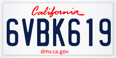 CA license plate 6VBK619