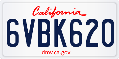 CA license plate 6VBK620