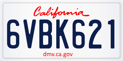CA license plate 6VBK621