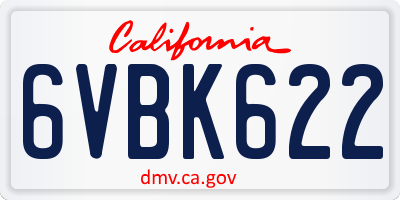 CA license plate 6VBK622