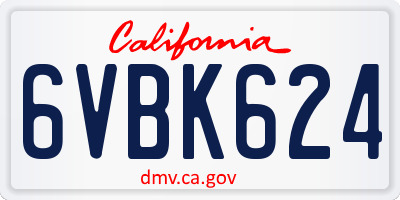 CA license plate 6VBK624
