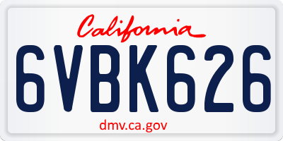 CA license plate 6VBK626