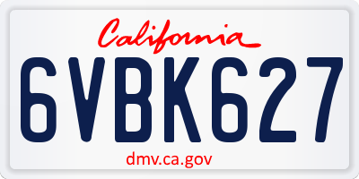 CA license plate 6VBK627