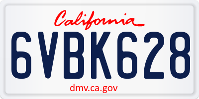 CA license plate 6VBK628