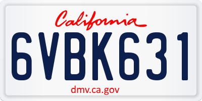 CA license plate 6VBK631