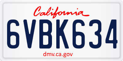 CA license plate 6VBK634