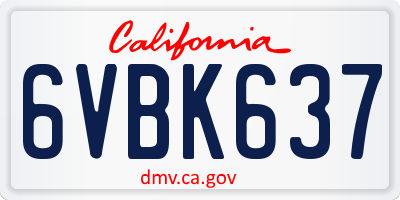 CA license plate 6VBK637